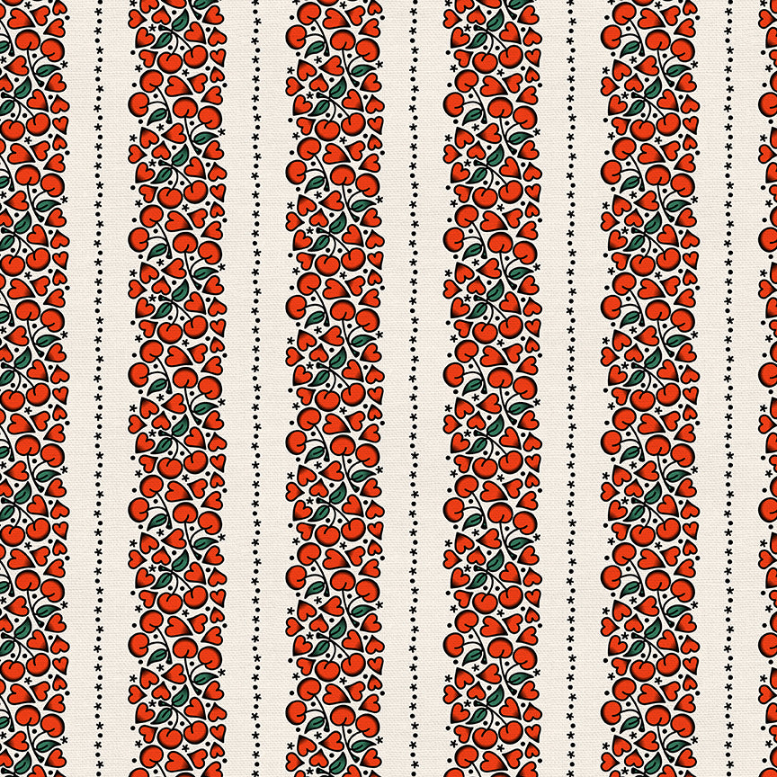 Cherry Heart Stripe Tattoos - White