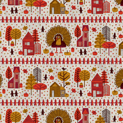 Thanksgiving Paper-Cut - Cream/Red