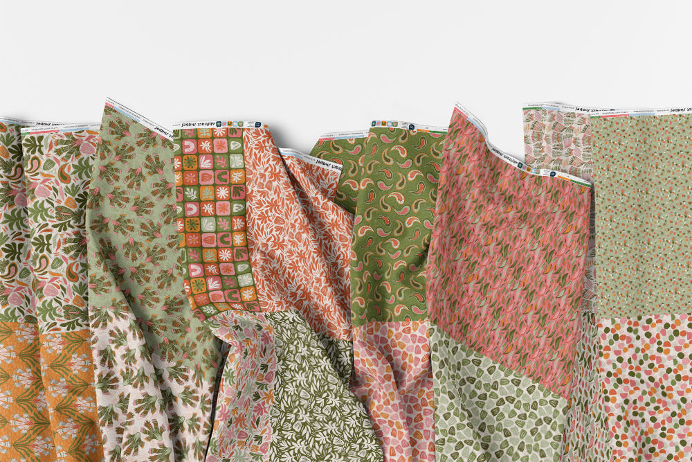 Abstract Shapes - Green/Pink - Flat Fat Stack 14 PC