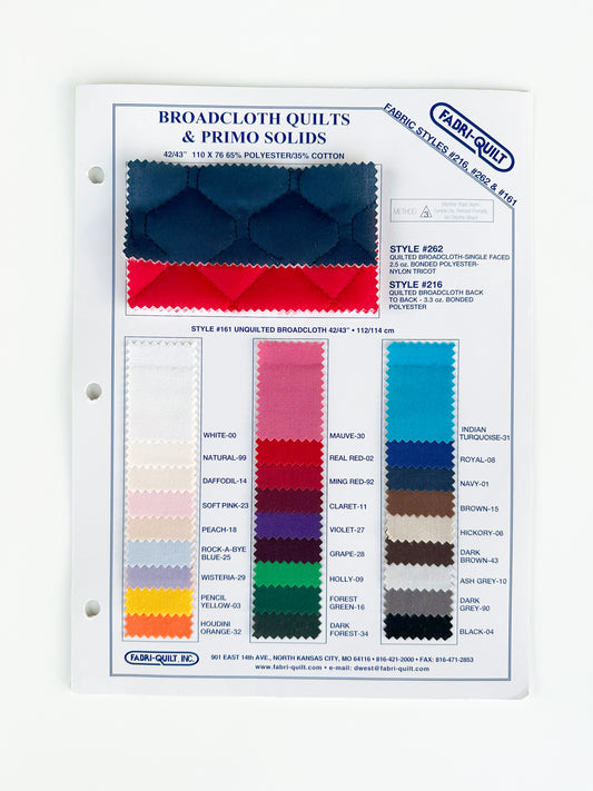 Broadcloth Quilts & Primo Solids Color Card