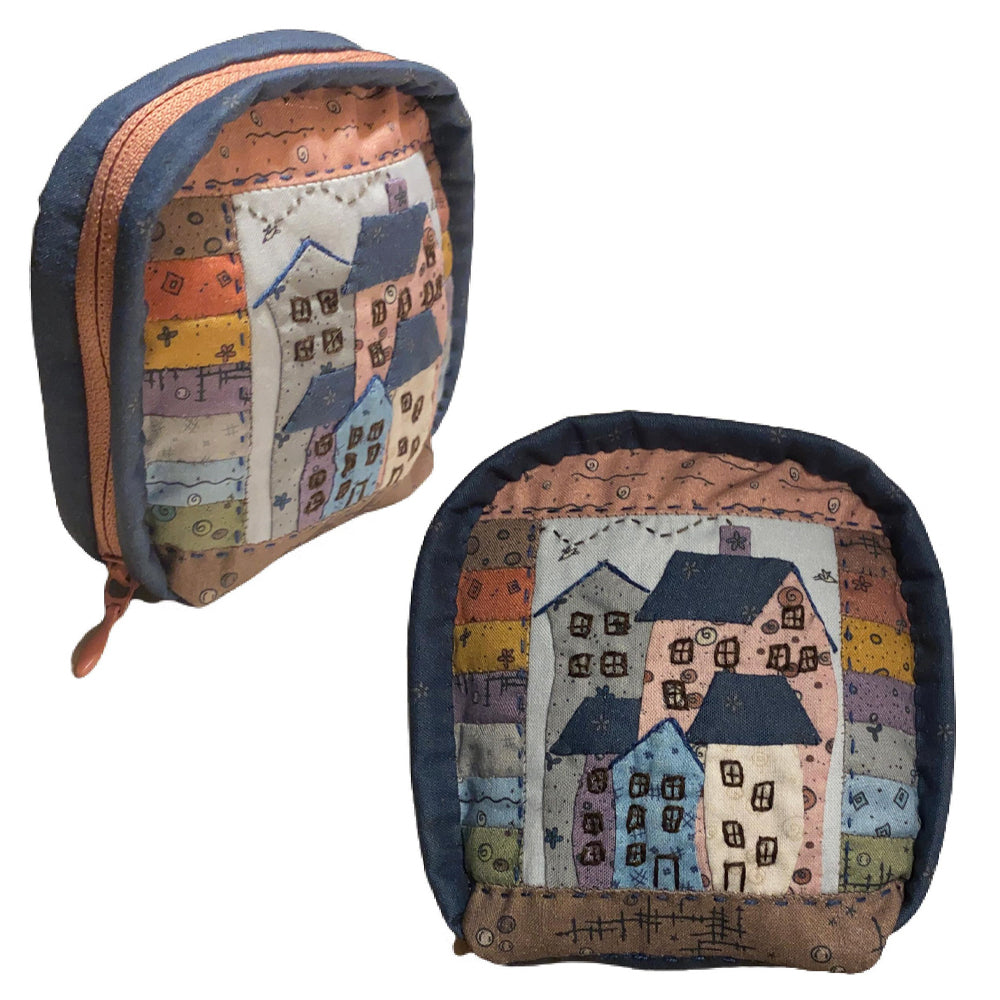 Purse with Houses and Stripes Pattern