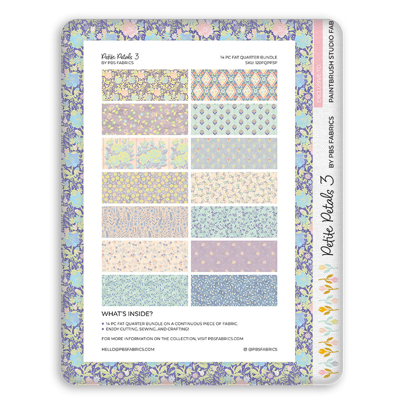 Petite Petals 3 - Blue/Pink - Flat Fat Stack 14 PC