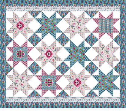 Mosaic Magic Cheater Quilt - Aqua/Pink