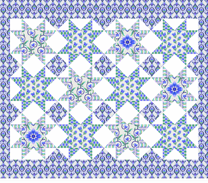 Mosaic Magic Cheater Quilt - Dark Blue/Green