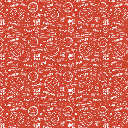 Volleyball Text - Red