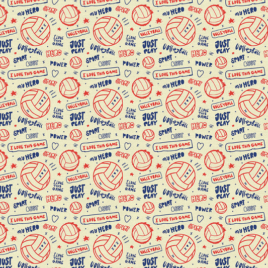 Volleyball Text - Red/Blue