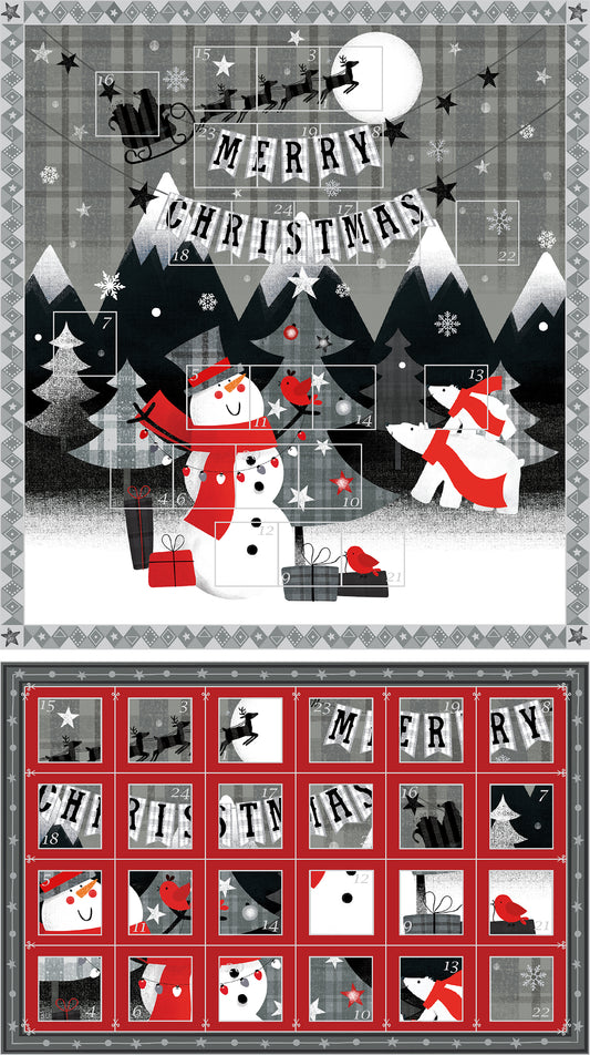 Red + Grey Christmas Advent Calendar Panel
