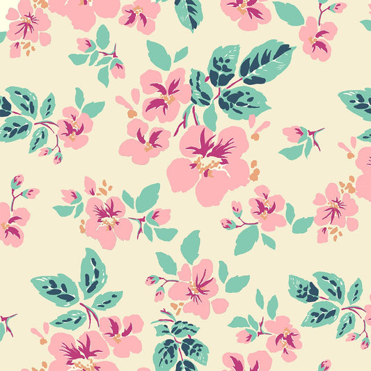 Large Floral - Cream/Pink