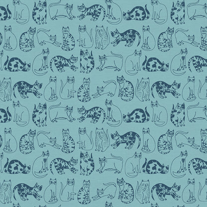 Outlined Cats - Teal