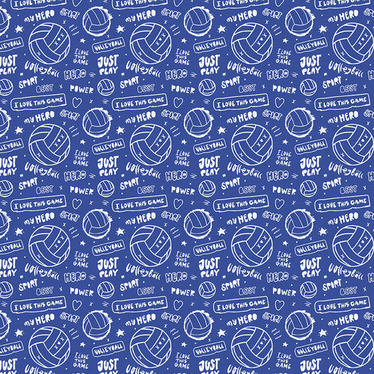 Volleyball Text - Blue