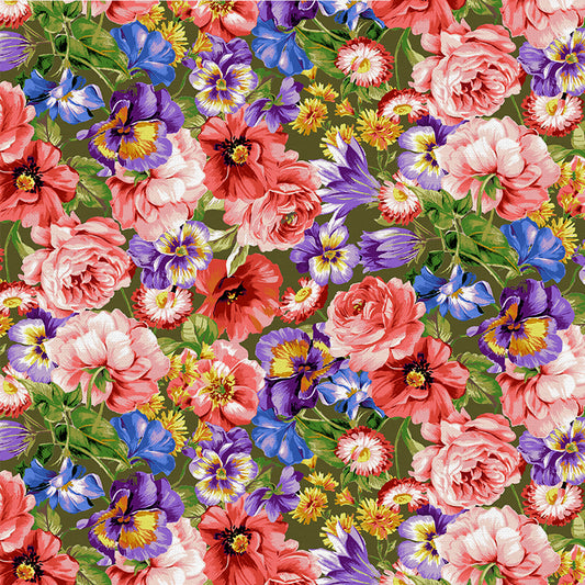 All Over Floral - Olive