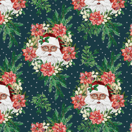 Santa Wreath - Dark Teal