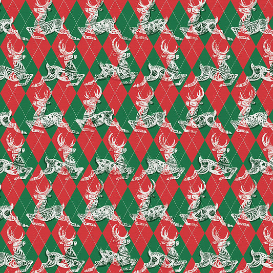 Deer Harlequin - Red Green