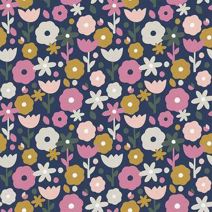 Flowers - Navy Muted
