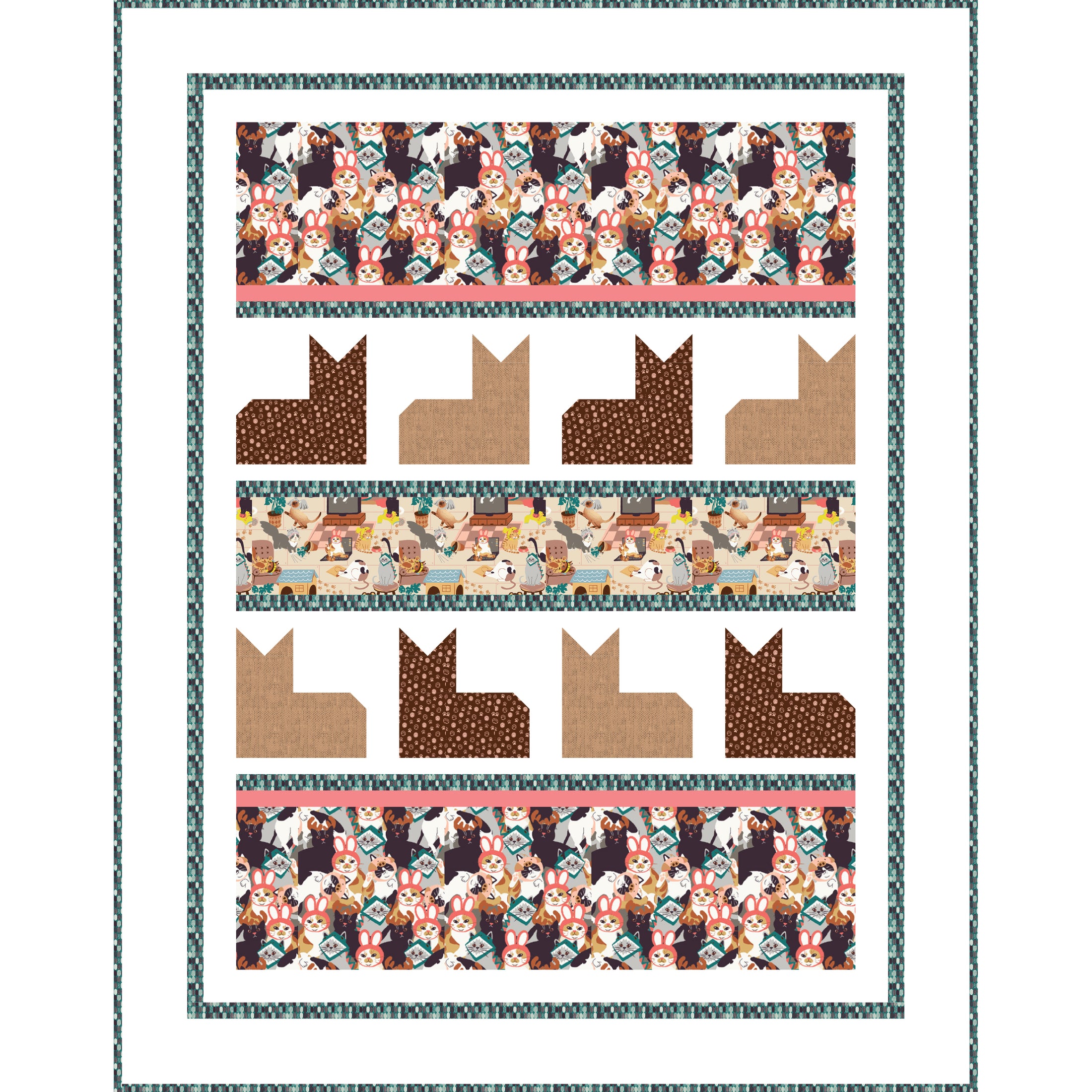 Hats for Cats Pattern Cat's Meow Paintbrush Studio Fabrics