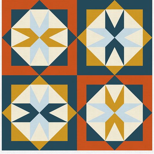Quilt Blocks - Navy/Gold