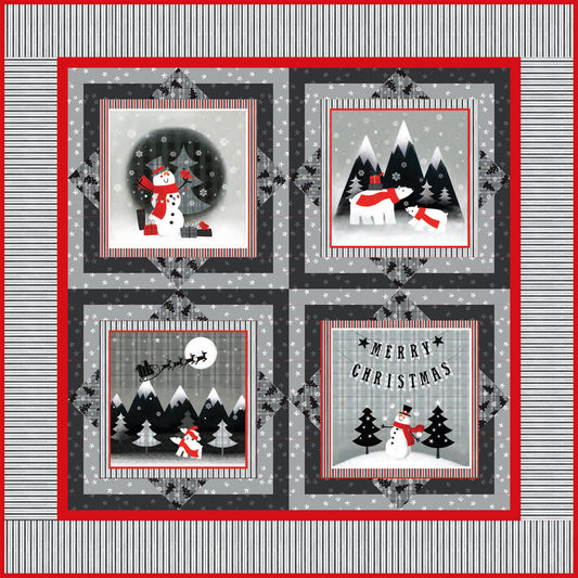 Red + Grey Christmas Quilt Pattern
